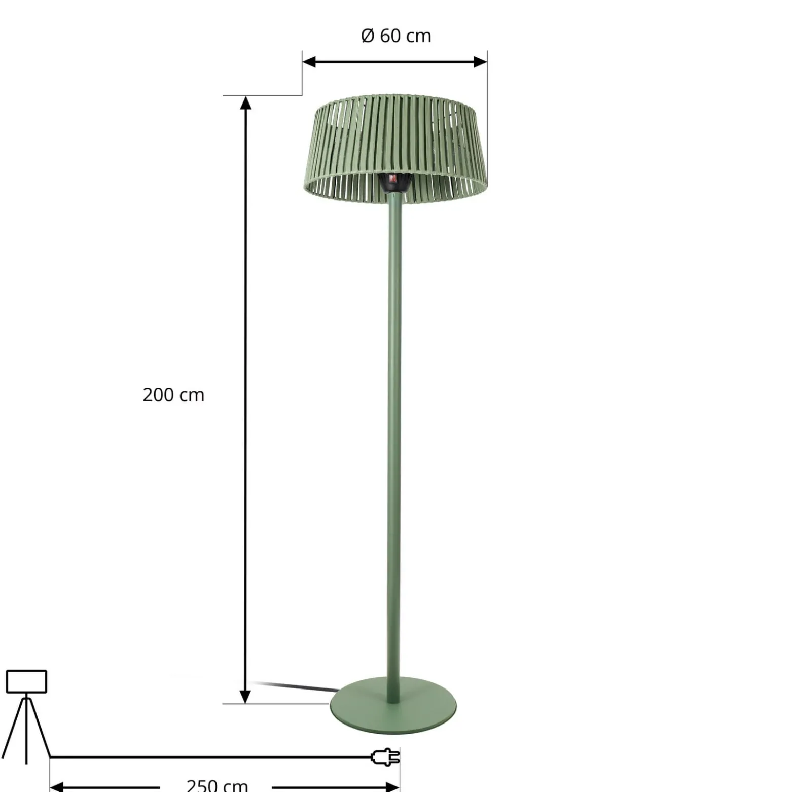 Lucande Pyravo -terassilämmitin, vihreä, 200 cm, alumiini, IP44