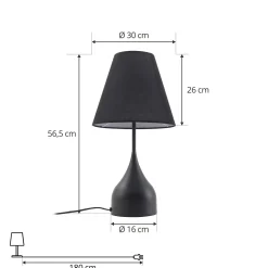 Lucande pöytävalaisin Luoti, musta, tekstiili, 57 cm korkea