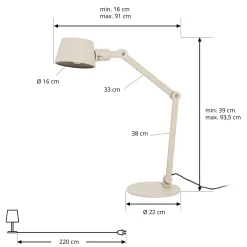 Lucande pöytävalaisin Silka, 93 cm, beige, säädettävä, E27