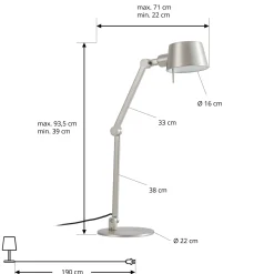 Lucande pöytävalaisin Silka, 93 cm, nikkeli, säädettävä, E27