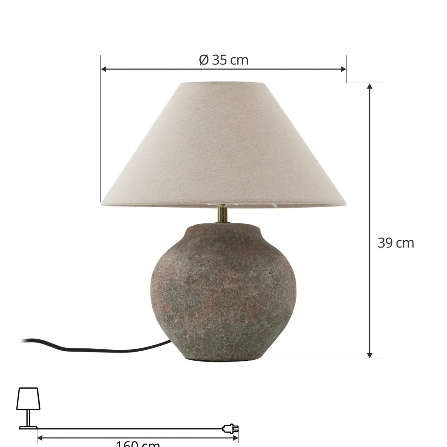 Lucande pöytävalaisin Thalorin, korkeus 39 cm, ruskea, keramiikka
