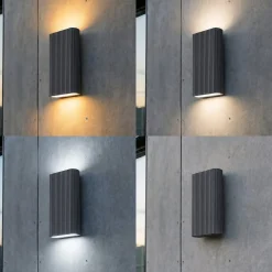 Lucande Raija LED-ulkoseinälamppu, antrasiitti, korkeus 40 cm, CCT