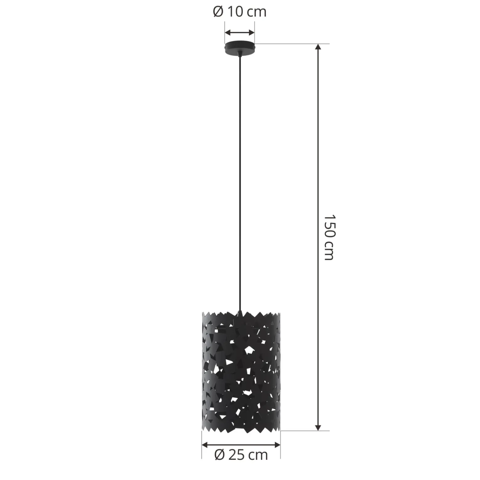 Lucande-riippuvalaisin Aeloria, musta, Ø 25 cm, rauta, E27