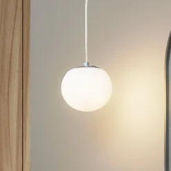 Lucande riippuvalaisin Bidolo, krominvärinen, lasi, Ø 15 cm, IP44