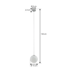 Lucande riippuvalaisin Bidolo, krominvärinen, lasi, Ø 15 cm, IP44