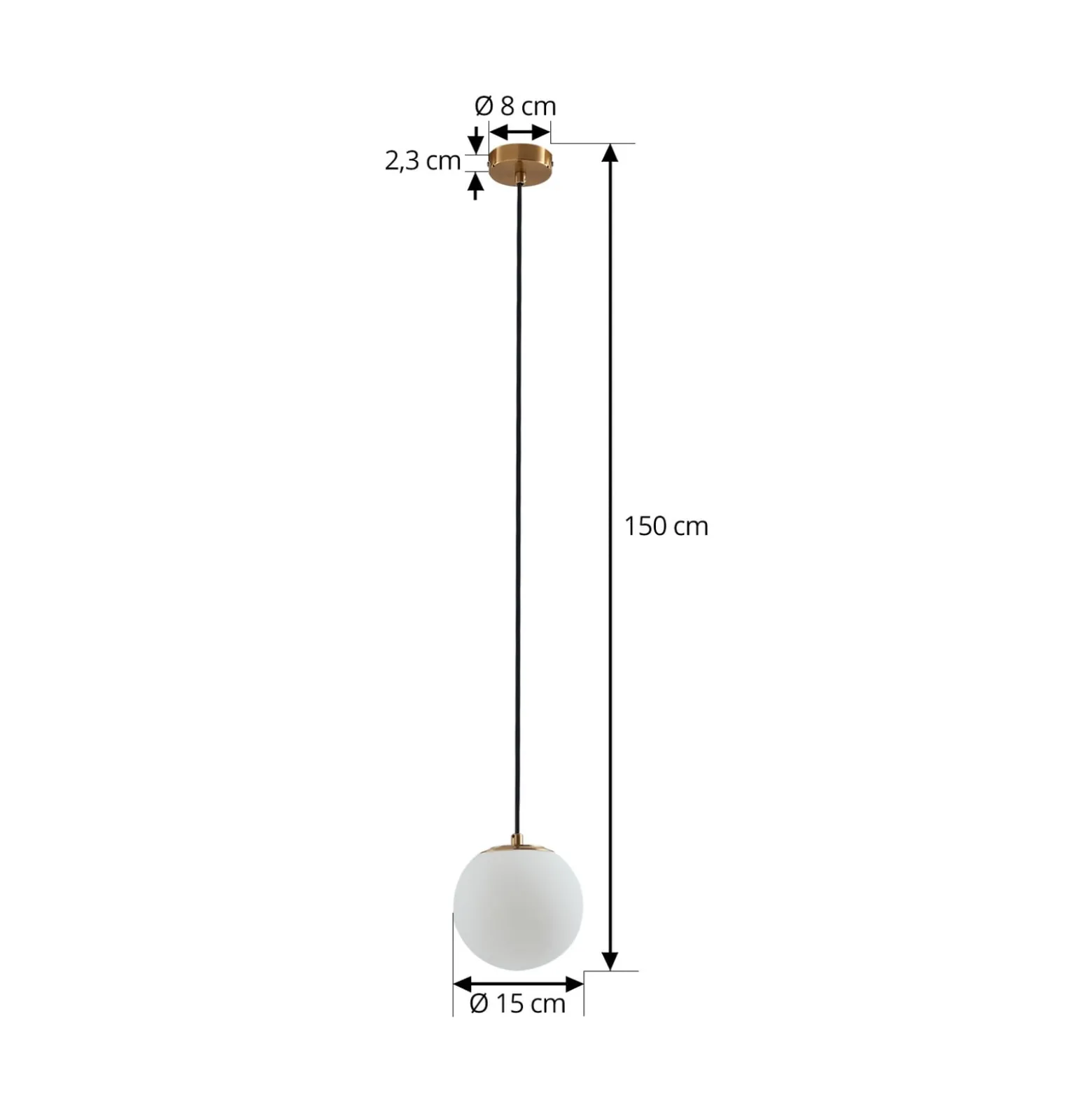 Lucande riippuvalaisin Bidolo, messingin värinen, lasi, 15 cm, IP44