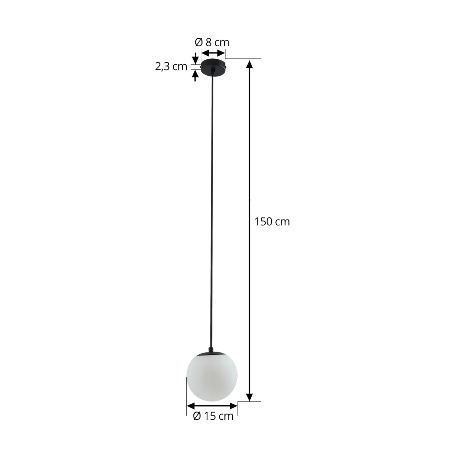 Lucande riippuvalaisin Bidolo, musta, lasi, Ø 15 cm, IP44