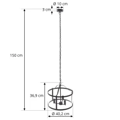 Lucande-riippuvalaisin Eryk, Ø 40 cm, musta, lasi, 3-valo, 3 valoa