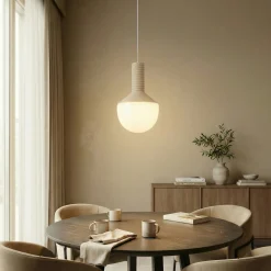 Lucande-riippuvalaisin Florine, beige/opal, keramiikka, lasi