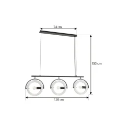 Lucande-riippuvalaisin Helva, valkoinen, 3-lamppuinen, 108 cm, käännettävä