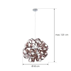 Lucande riippuvalaisin Kaelor, Ø 60 cm, kuparinvärinen, alumiini