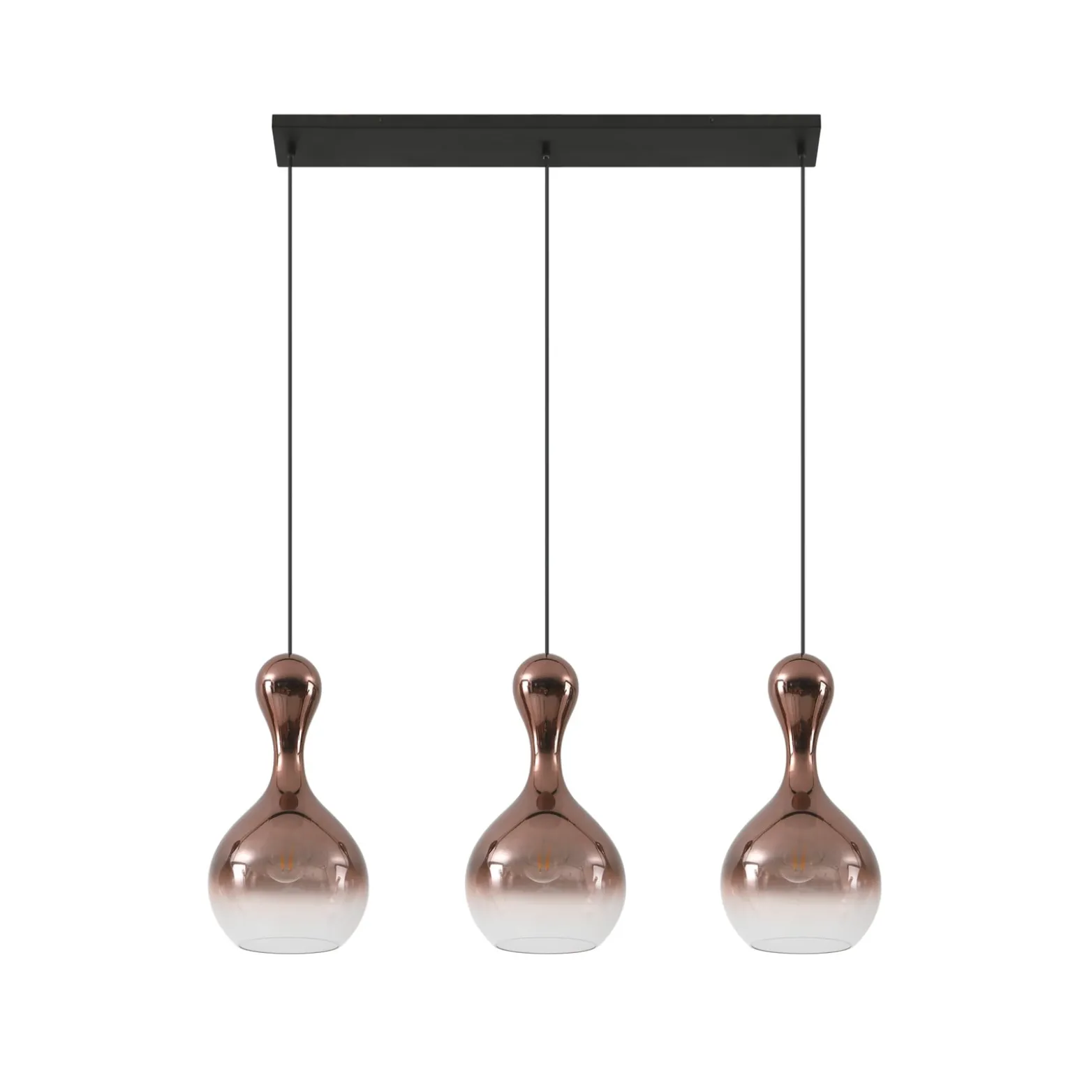 Lucande-riippuvalaisin Lyrisa, 3-valo, kuparinvärinen, lasi, 22cm