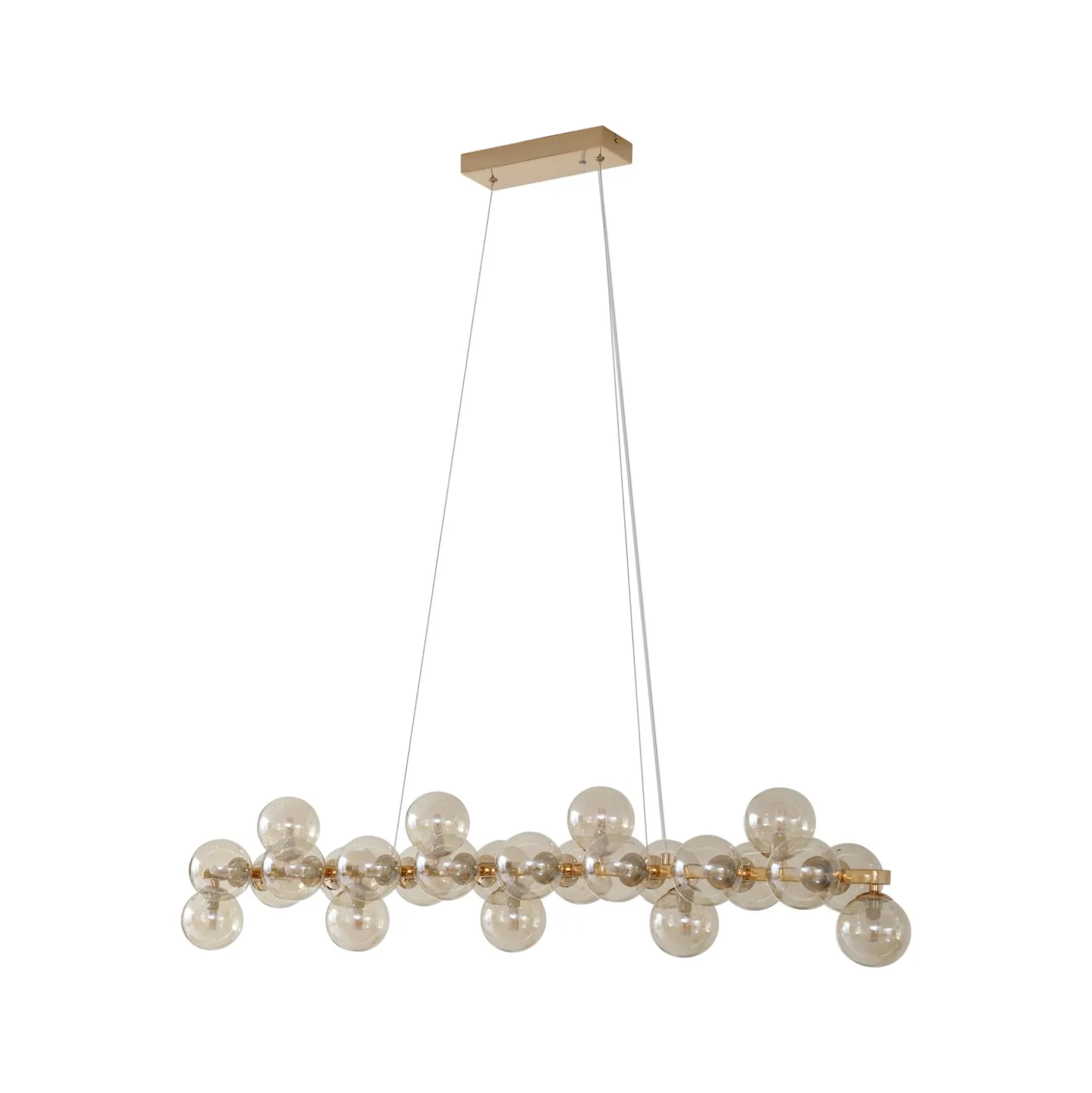 Lucande-riippuvalaisin Naelen, kulta/amber, 125 cm, lasi, G9