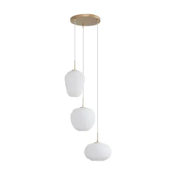 Lucande-riippuvalaisin Quinara, 3-valo, opaali, lasi, Ø 52 cm