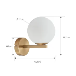 Lucande seinävalaisin Bidolo, messingin värinen, lasi, 12 cm, IP44