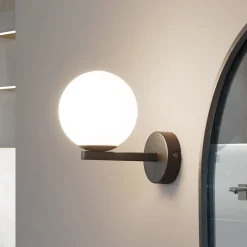 Lucande seinävalaisin Bidolo, musta, lasia, Ø 12 cm, IP44