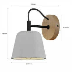 Lucande seinävalaisin Kalinda, harmaa, betoni, 20 cm korkea, E14