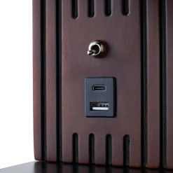 Lucande seinävalaisin Veloura, korkeus 30 cm, lasi, puu, USB