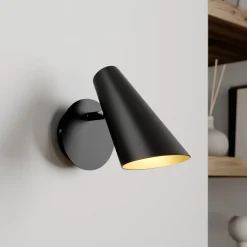 Lucande seinävalaisin Wibke, korkeus 24 cm, musta, kultainen, metallia