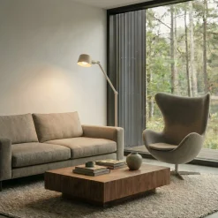 Lucande Silka-lattiavalaisin, 173 cm, beige, säädettävä, E27