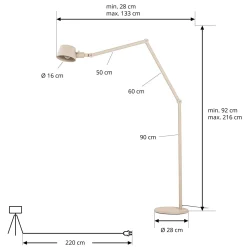 Lucande Silka lattiavalaisin, 216 cm, beige, säädettävä, E27
