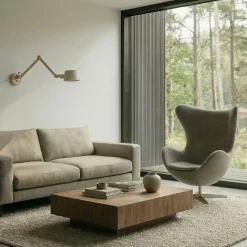Lucande Silka-seinävalaisin, 91 cm, beige, säädettävä, E27