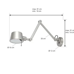 Lucande Silka-seinävalaisin, 91 cm, nikkeli, säädettävä, E27