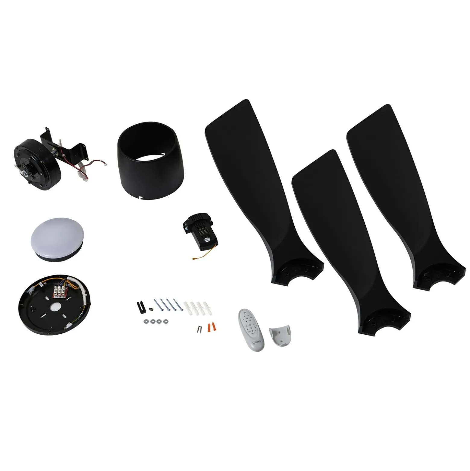 Lucande Smart LED-kattotuuletin Moneno, musta, DC, Tuya