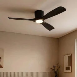 Lucande Smart LED-kattotuuletin Moneno, musta, DC, Tuya