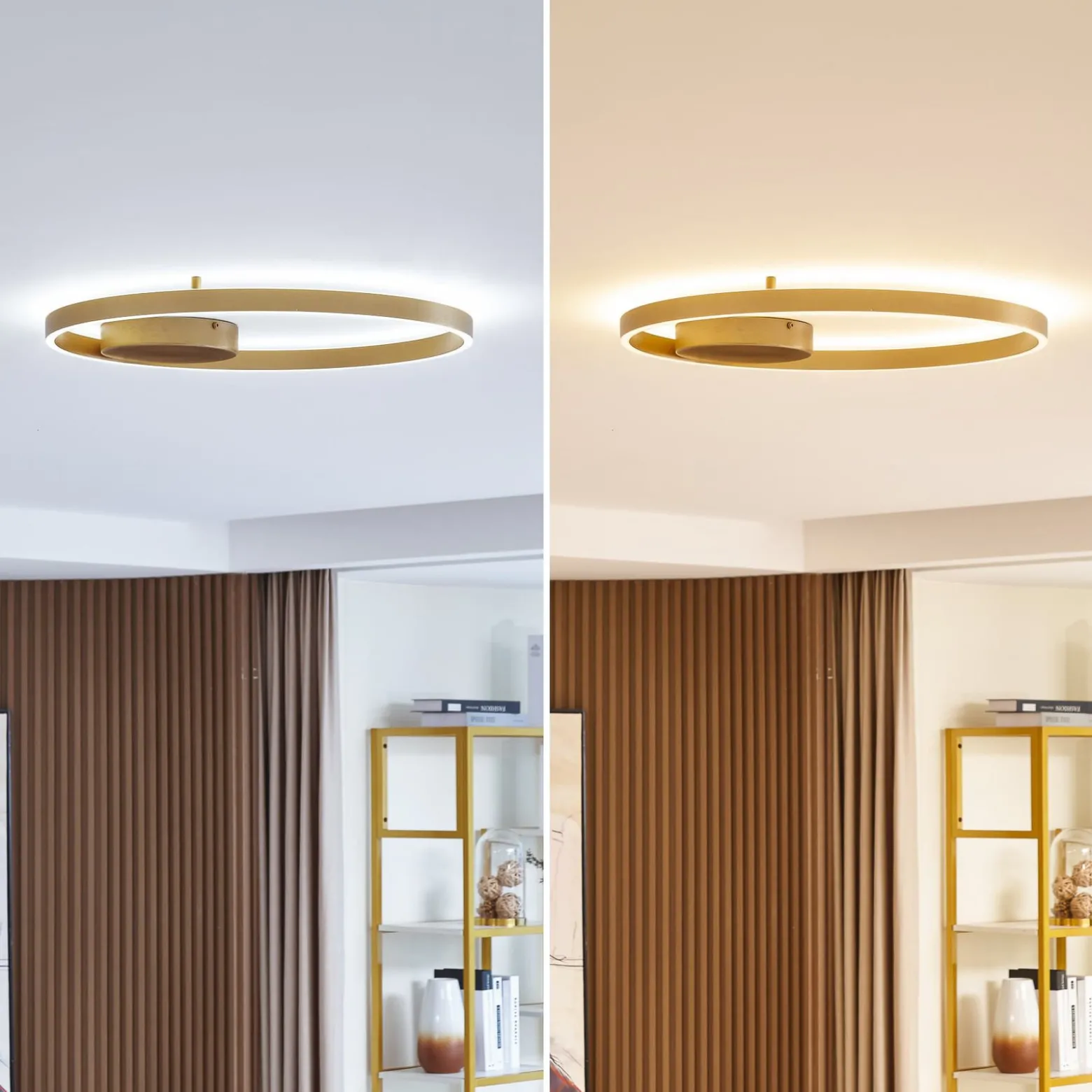 Lucande Smart LED kattovalaisin Moise, kulta, CCT, Tuya