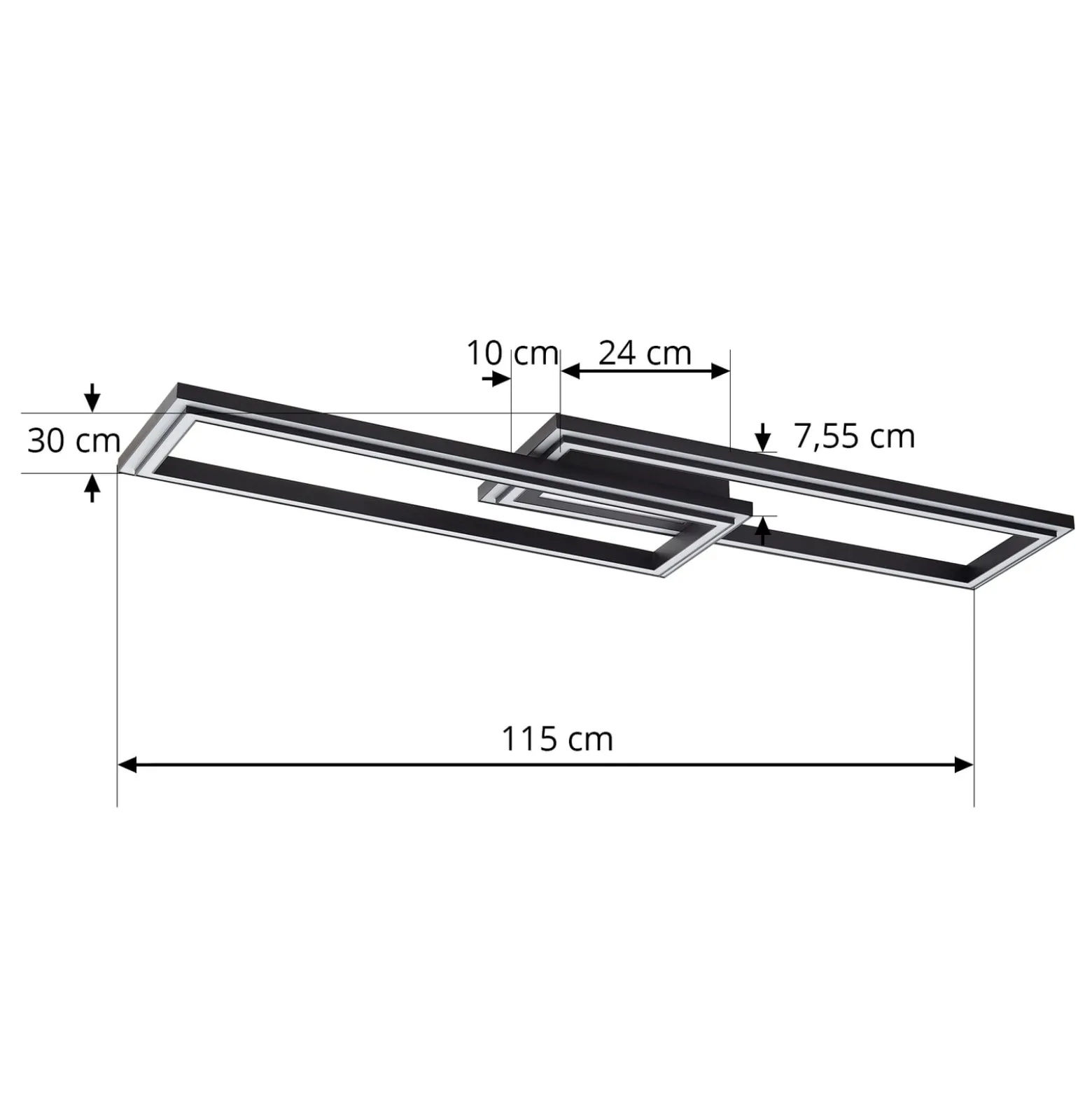 Lucande Smart LED-kattovalaisin Tjado 115 cm musta RGB CCT