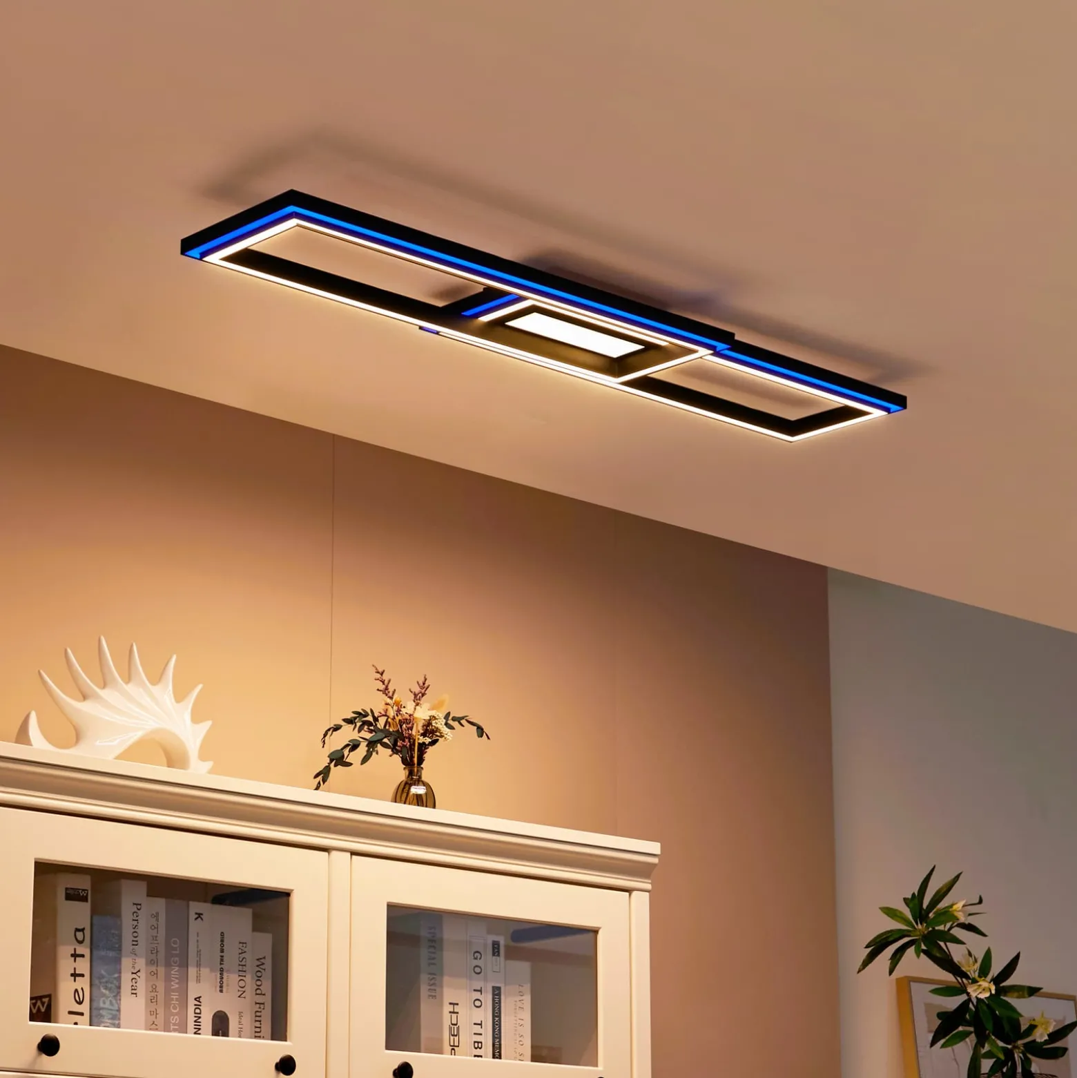 Lucande Smart LED-kattovalaisin Tjado 115 cm musta RGB CCT