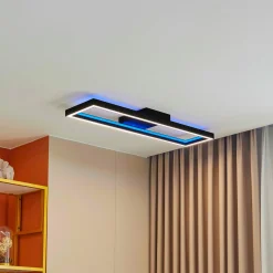 Lucande Smart LED-kattovalaisin Tjado, 100 cm, musta, RGBW