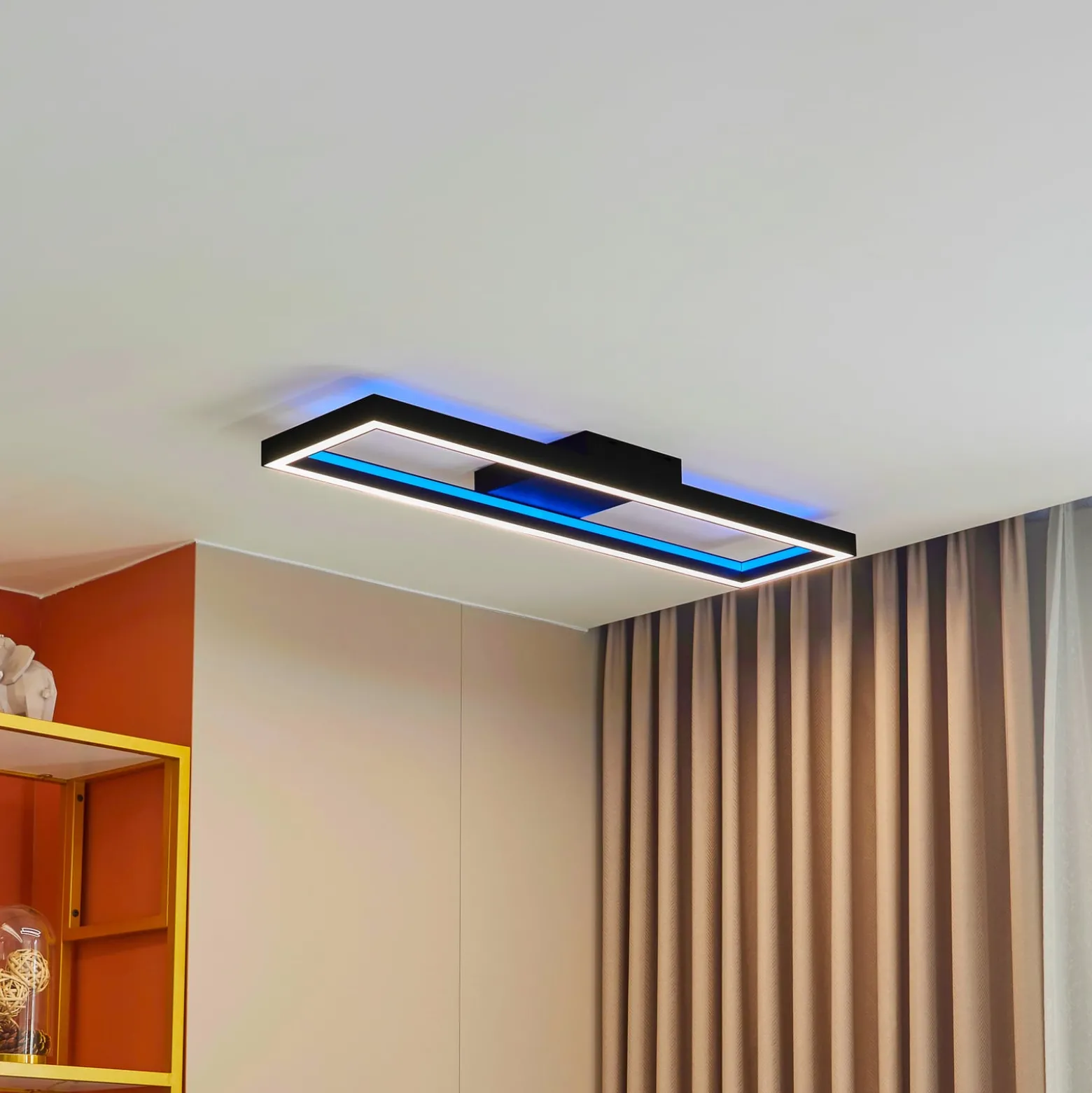 Lucande Smart LED-kattovalaisin Tjado, 100 cm, musta, RGBW