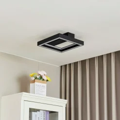 Lucande Smart LED-kattovalaisin Tjado, 30 cm, musta, RGBW