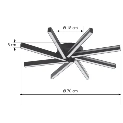 Lucande Smart LED-kattovalaisin Tjado, Ø70 cm, musta, RGBW
