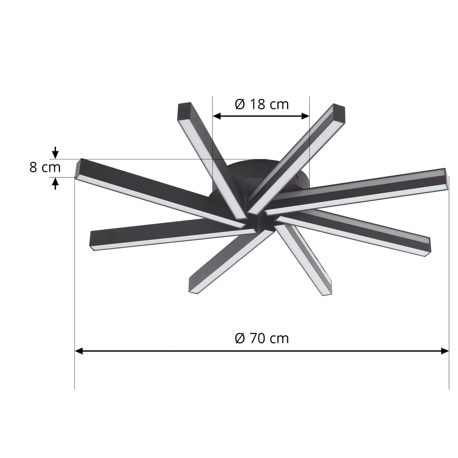 Lucande Smart LED-kattovalaisin Tjado, Ø70 cm, musta, RGBW