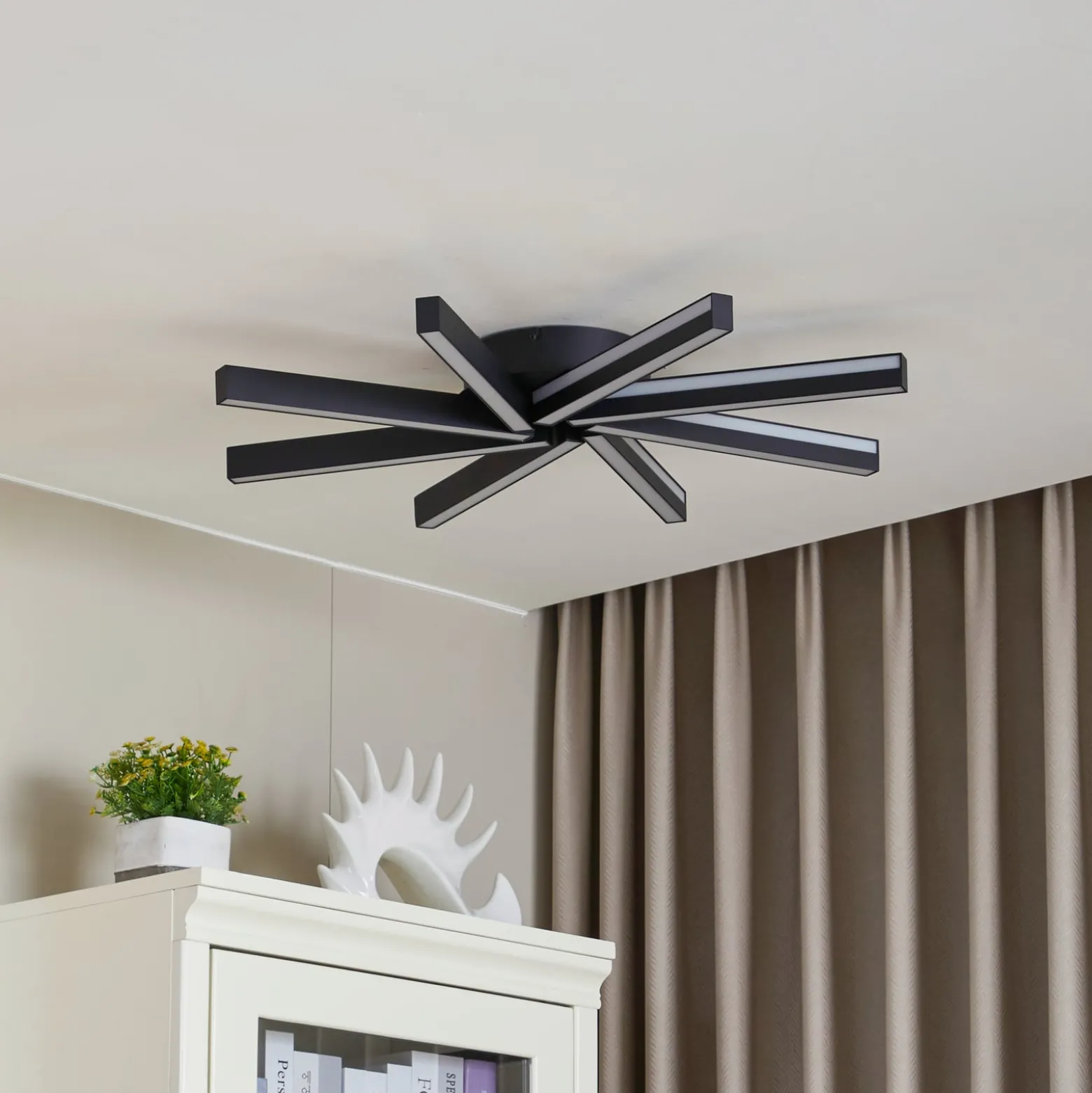Lucande Smart LED-kattovalaisin Tjado, Ø70 cm, musta, RGBW