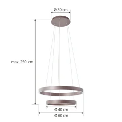 Lucande Smart LED-riippuvalaisin Yonam, kahvi, 2-valo, Tuya