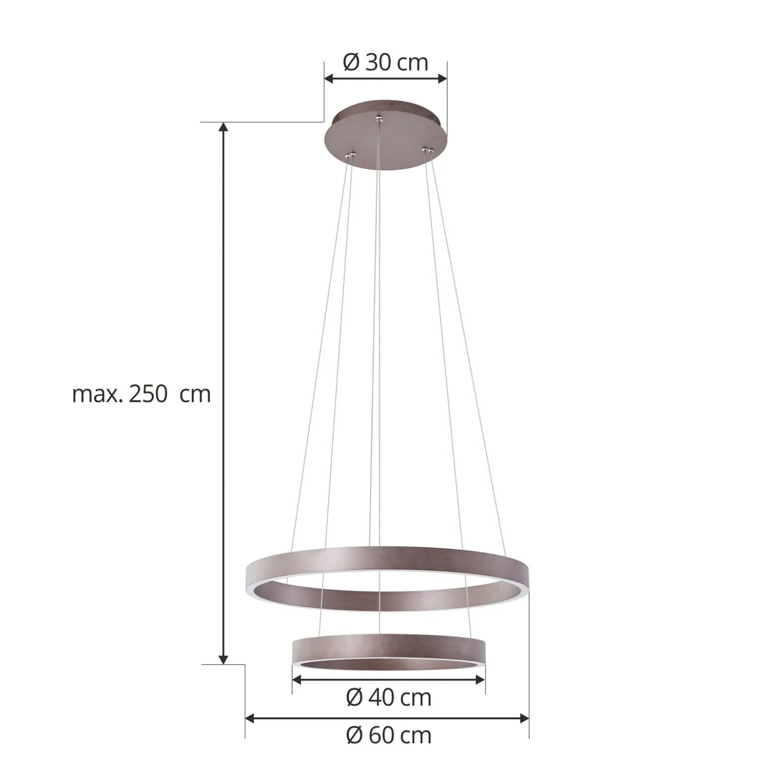 Lucande Smart LED-riippuvalaisin Yonam, kahvi, 2-valo, Tuya
