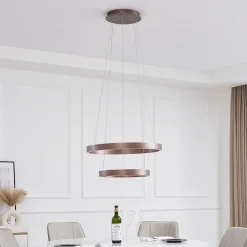 Lucande Smart LED-riippuvalaisin Yonam, kahvi, 2-valo, Tuya