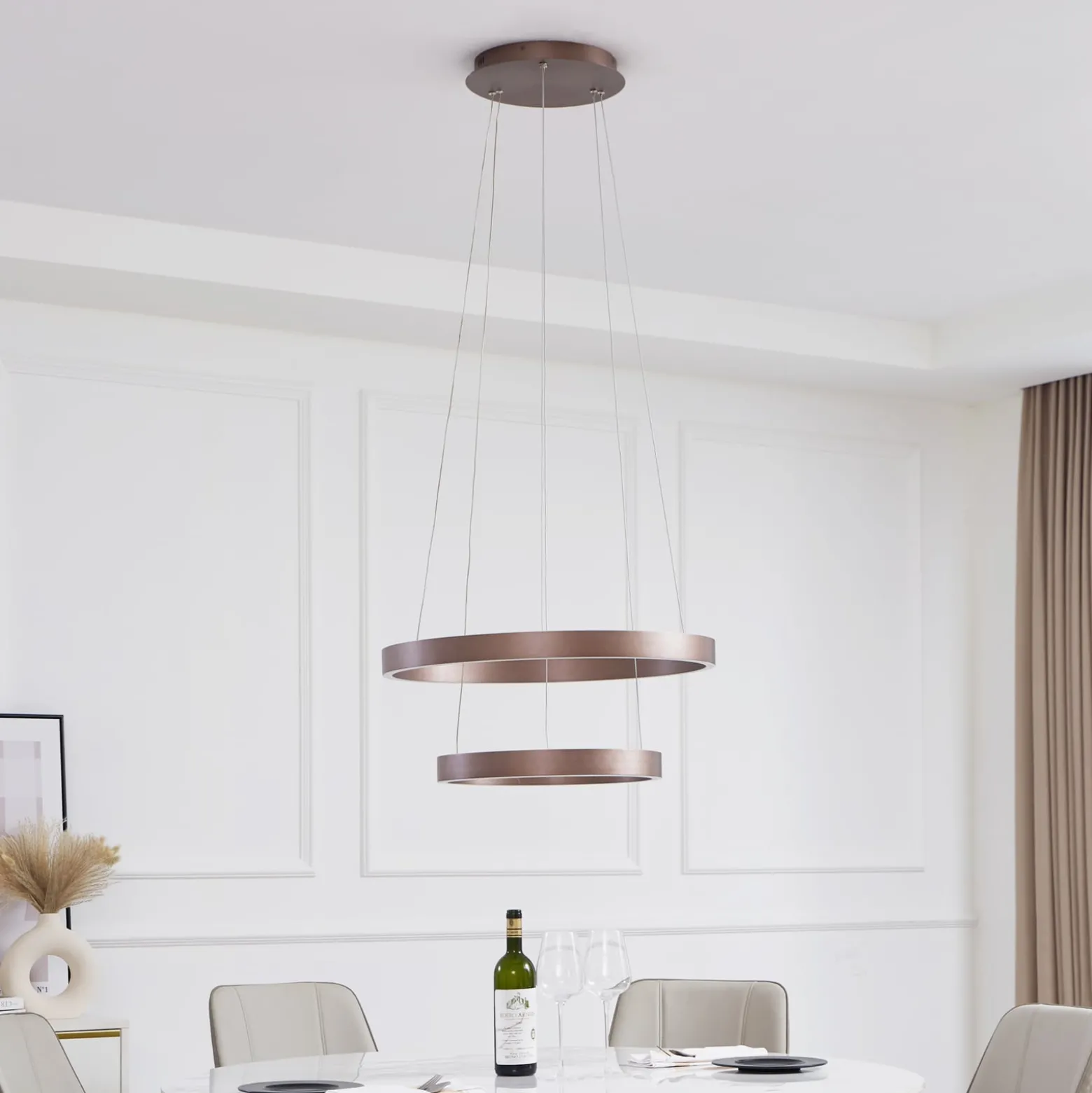 Lucande Smart LED-riippuvalaisin Yonam, kahvi, 2-valo, Tuya
