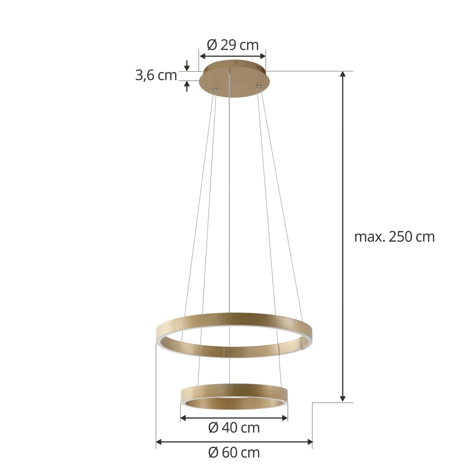 Lucande Smart LED-riippuvalaisin Yonam, kulta, 2-valo, Tuya