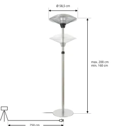 Lucande Solfire -terassilämmitin, hopea, 200 cm, IP44