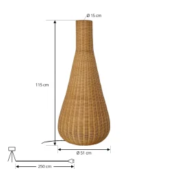 Lucande Takeo lattiavalaisin, rottinki, korkeus 115 cm, E27