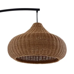 Lucande Taniola -lattiavalaisin ulos, beige, rottinki, 195 cm, IP44
