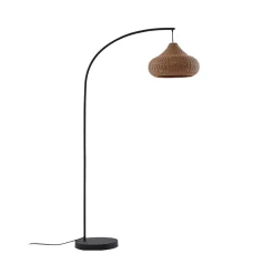 Lucande Taniola -lattiavalaisin ulos, beige, rottinki, 195 cm, IP44