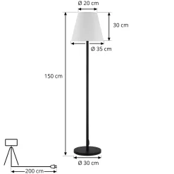 Lucande terassivalaisin Jaimy, musta, alumiinia, 150 cm