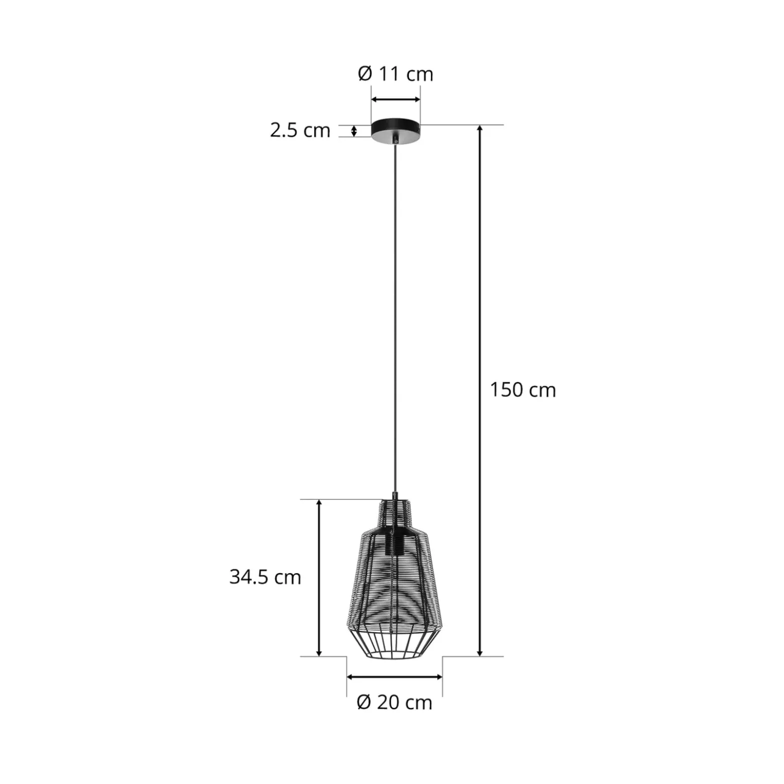 Lucande Tinko häkki-riippuvalaisin, musta, 20 cm