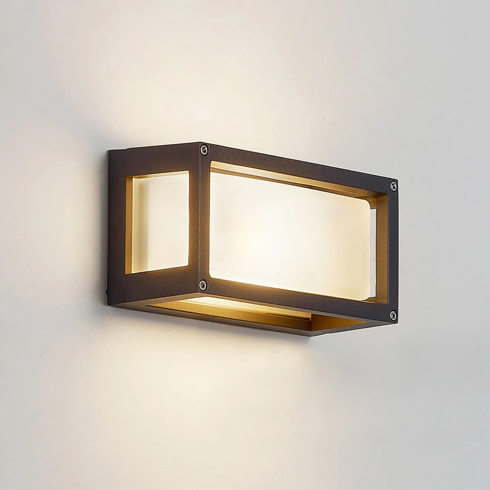 Lucande ulkoseinälamppu Aurelien, harmaa, metalli, 12.5cm, IP54